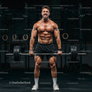 Muscular Man Deadlifting in Intense Gym Setting