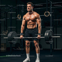 Muscular Athlete Lifting Heavy Barbell in Gym Setting