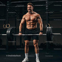Muscular Man Performing Deadlift in Gym Setting