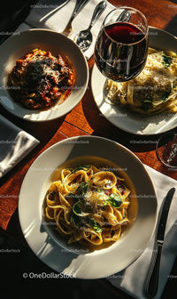Gourmet Italian Pasta Dishes with Red Wine