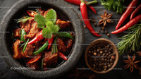 Spicy Asian Dish with Fresh Herbs and Aromatic Spices