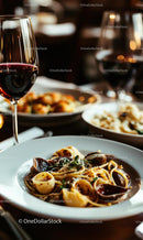Luxurious Seafood Pasta with Red Wine Dining Experience