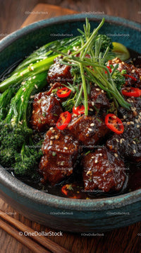 Asian Glazed Meat with Fresh Greens