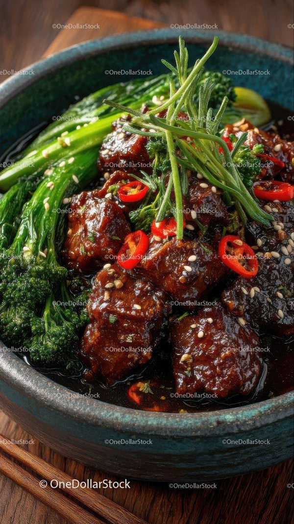 Asian Glazed Meat with Fresh Greens
