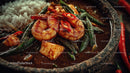 Spicy Shrimp Curry with Green Beans and Rice