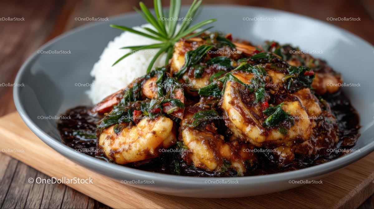 Shrimp and Herb Delight with Steamed Rice