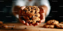 Hand Holding Freshly Baked Chocolate Chip Cookies