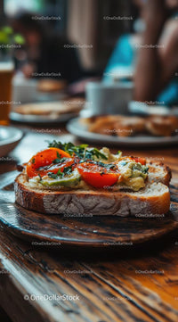 Avocado Toast with Cherry Tomatoes on Rustic Bread