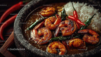 Spicy Shrimp with Chili Peppers and Rice