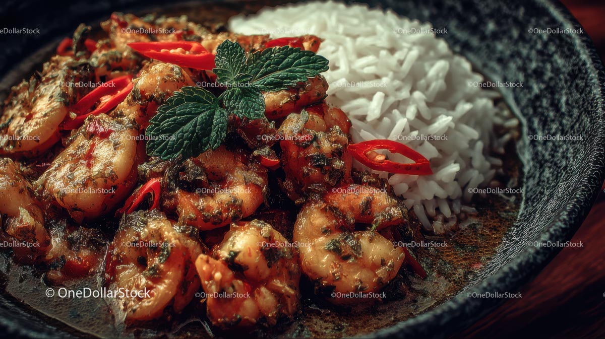 Spicy Shrimp and Rice with Fresh Mint and Chili