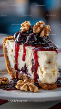 Berry Topped Cheesecake with Walnuts
