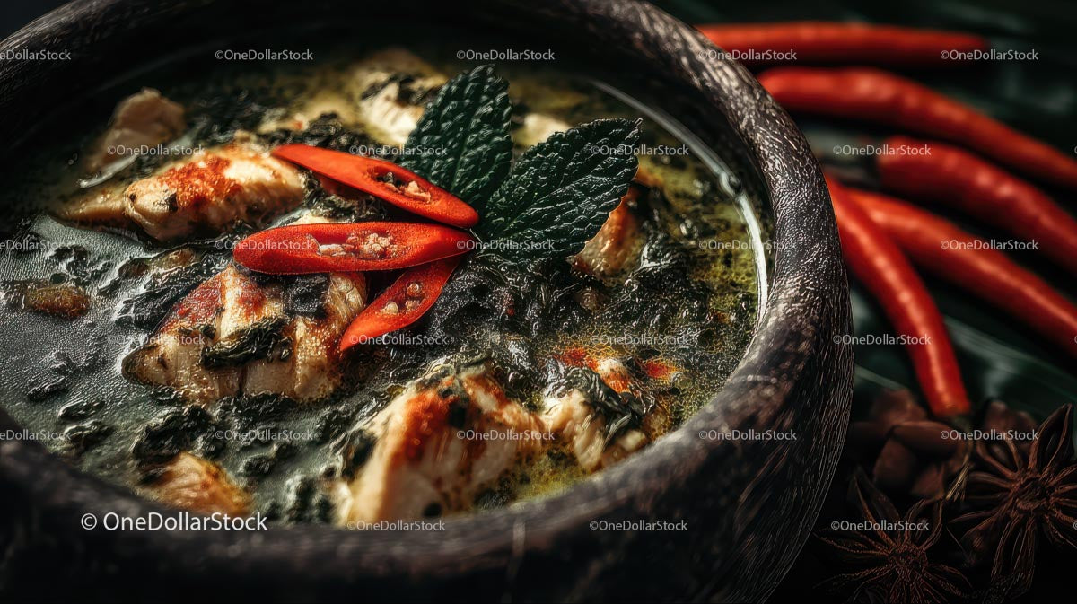 Spicy Chicken Soup with Red Chili Peppers