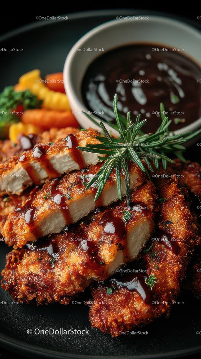 Crispy Chicken with Rosemary and Dipping Sauce