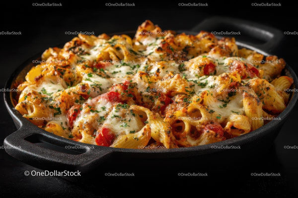 Delicious Baked Pasta with Melted Cheese and Herbs