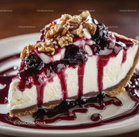 Rich Cheesecake with Berry Sauce and Walnuts