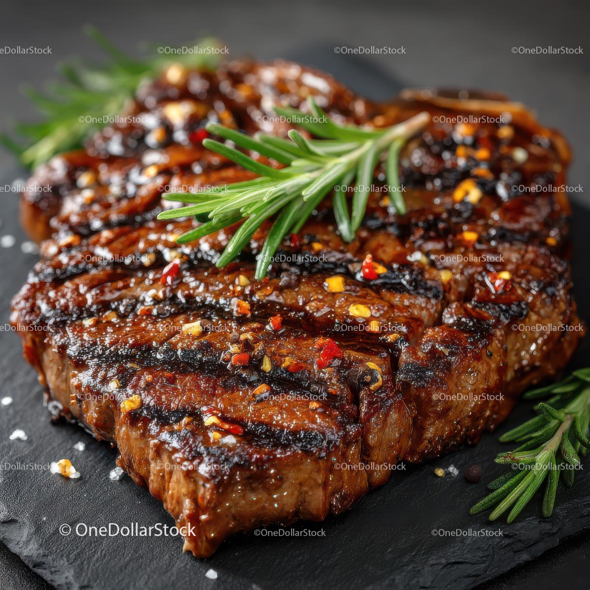 Grilled Steak with Rosemary and Spices