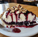Blueberry Pie with Ice Cream and Walnut Topping