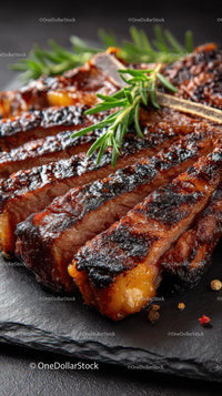 Grilled Steak with Fresh Rosemary Garnish
