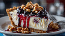 Blueberry Cheesecake Slice with Walnuts and Berry Glaze