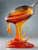Golden Honey Dripping Elegantly from a Spoon