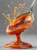 Rich Caramel Splashing Off a Spoon