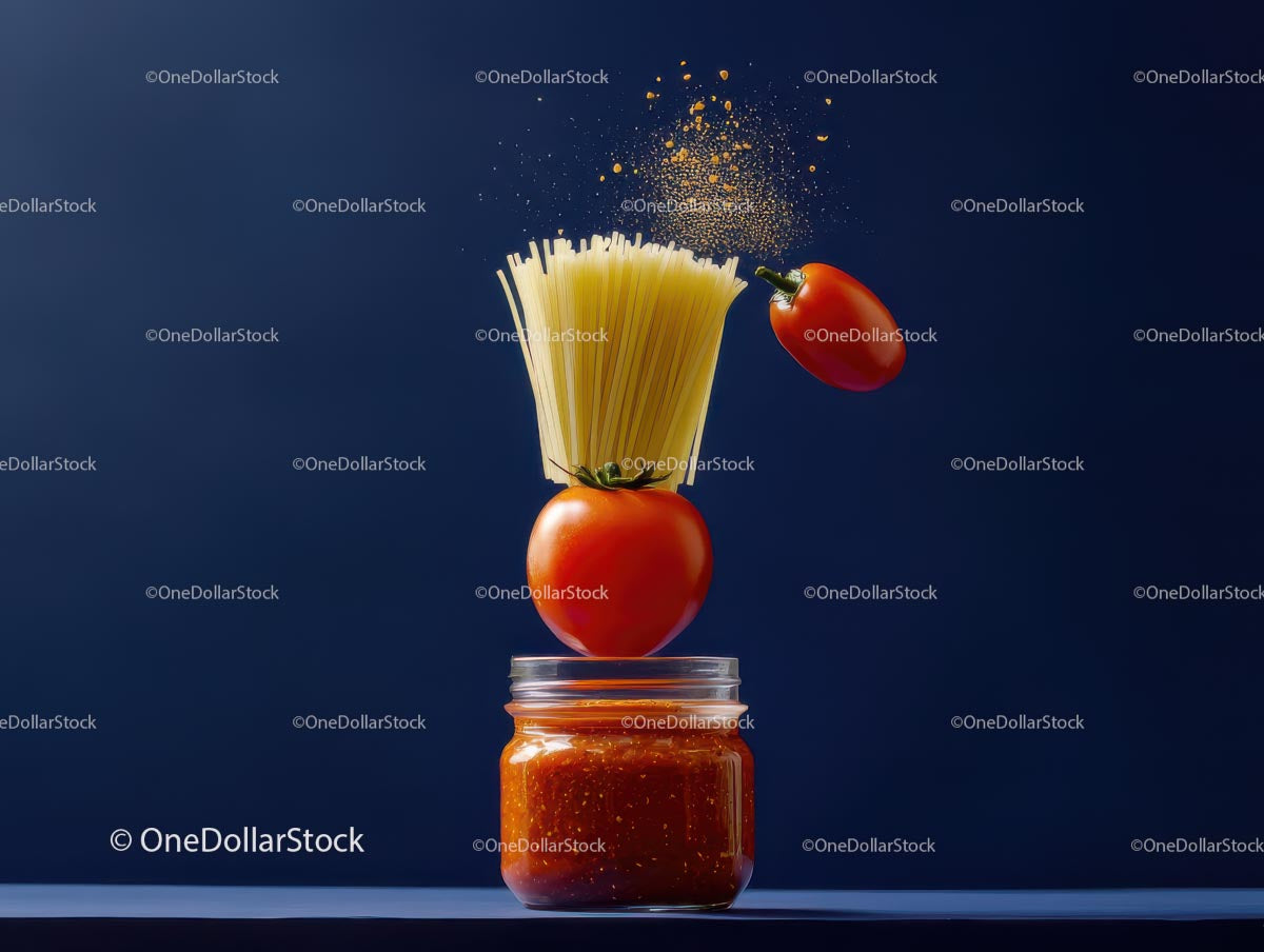 Creative Arrangement of Spaghetti and Tomatoes