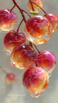 Vibrant Red Grapes with Dew in Sunlit Vineyard