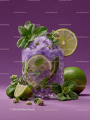 Refreshing Purple Mojito with Mint and Lime