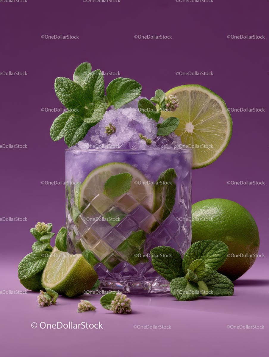 Orzeźwiające fioletowe mojito z miętą i limonką