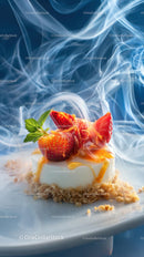 Gourmet Vanilla Panna Cotta with Fresh Strawberries and Caramel