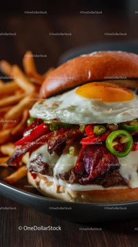 Gourmet Burger with Fried Egg and Bacon