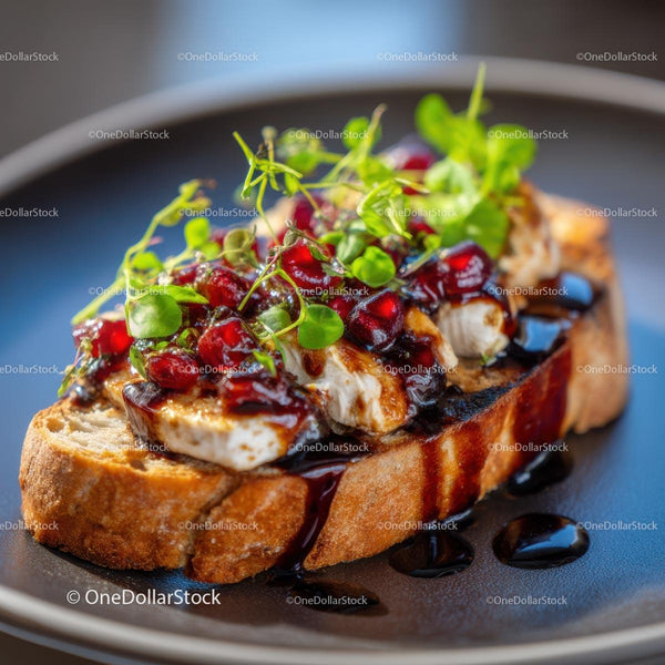 Gourmet Bruschetta with Goat Cheese and Pomegranate