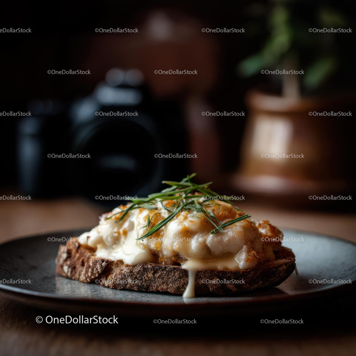 Gourmet Sandwich with Melted Cheese and Herbs