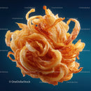 Crispy Fried Onion Ball Against Blue Background