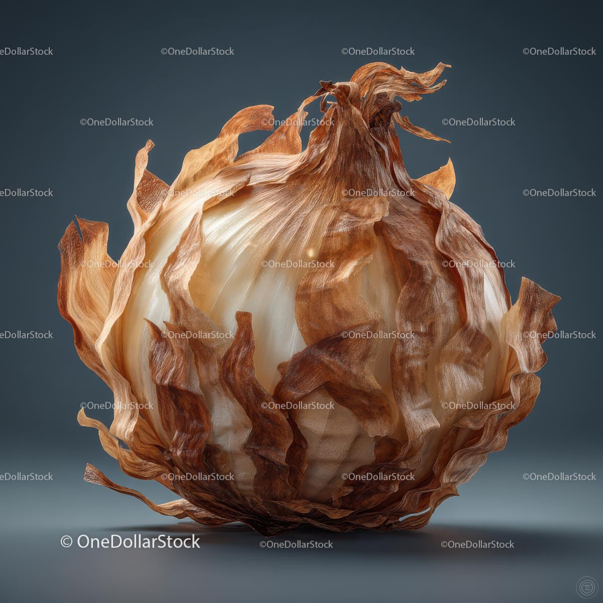 Close-Up of Raw Onion with Textured Brown Skin