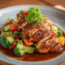 Crispy Chicken with Broccoli and Cherry Tomatoes
