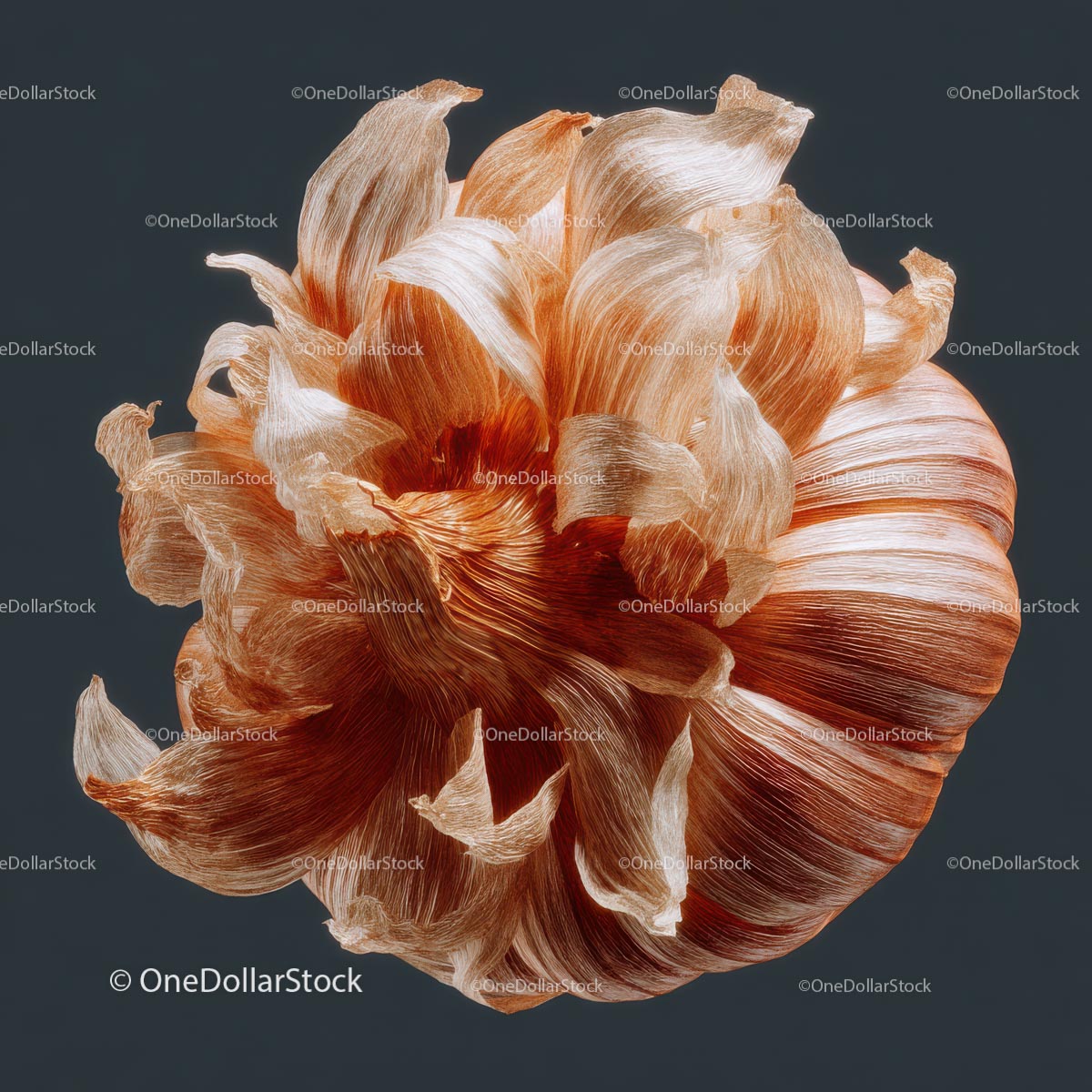 Close-Up of Detailed Garlic Bulb on Dark Background