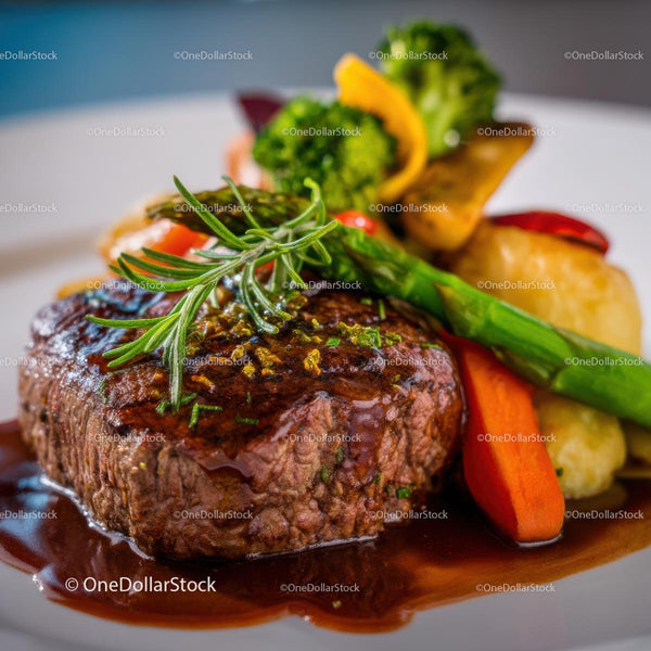 Tender Steak with Rosemary and Colorful Vegetables