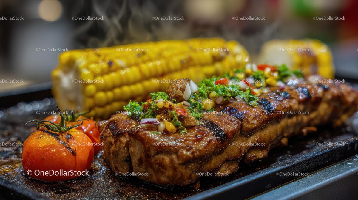 Juicy Barbecue Ribs with Grilled Vegetables
