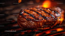 Juicy Grilled Steak on Open Flame BBQ
