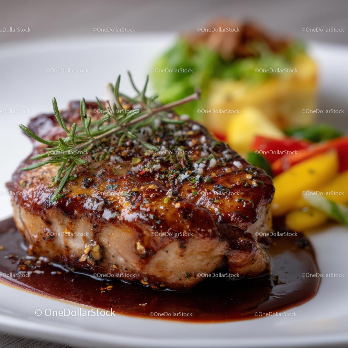 Grillowany stek z rozmarynem i pikantnym sosem