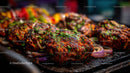 Juicy Grilled Meat with Fresh Herbs on a Sizzling Grill