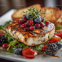Gourmet Grilled Chicken with Fresh Berries and Greens