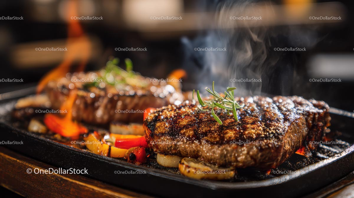 Sizzling Grilled Steak with Rosemary and Vegetables