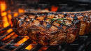 Juicy Grilled Steak on a Flaming Barbecue Grill