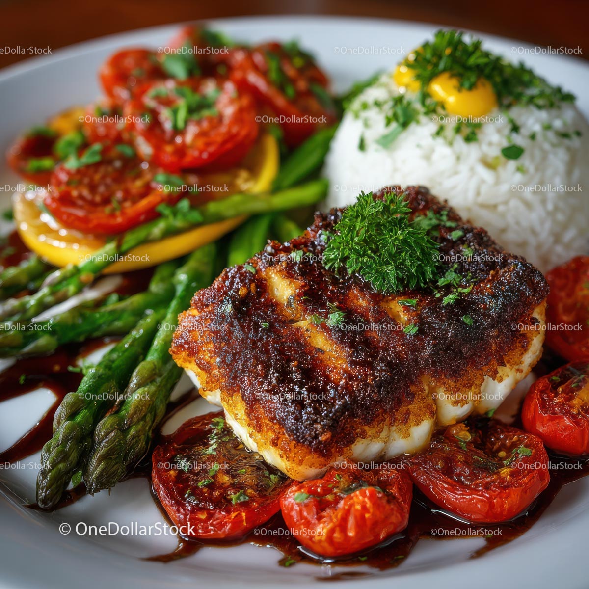 Gourmet Grilled Fish with Asparagus and Roasted Tomatoes