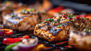 Grilled Salmon Steaks with Colorful Peppers