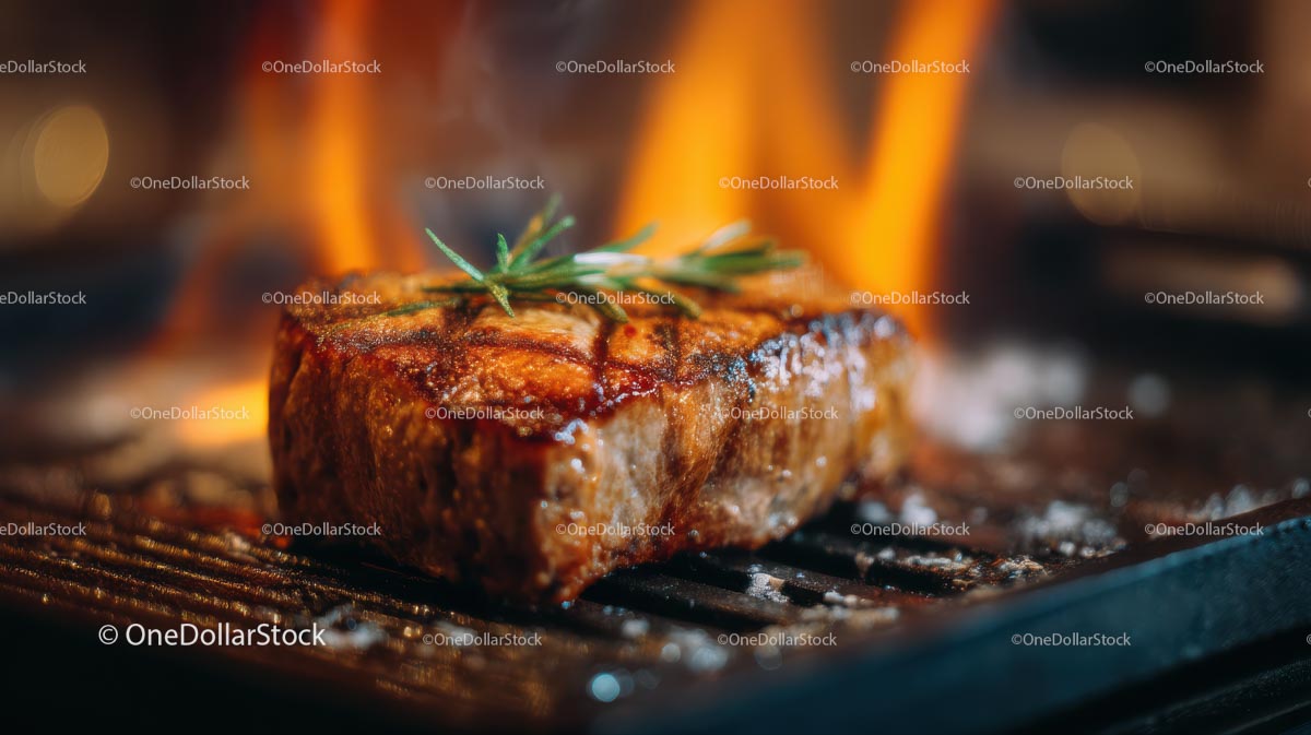 Idealnie grillowany stek z dodatkiem rozmarynu