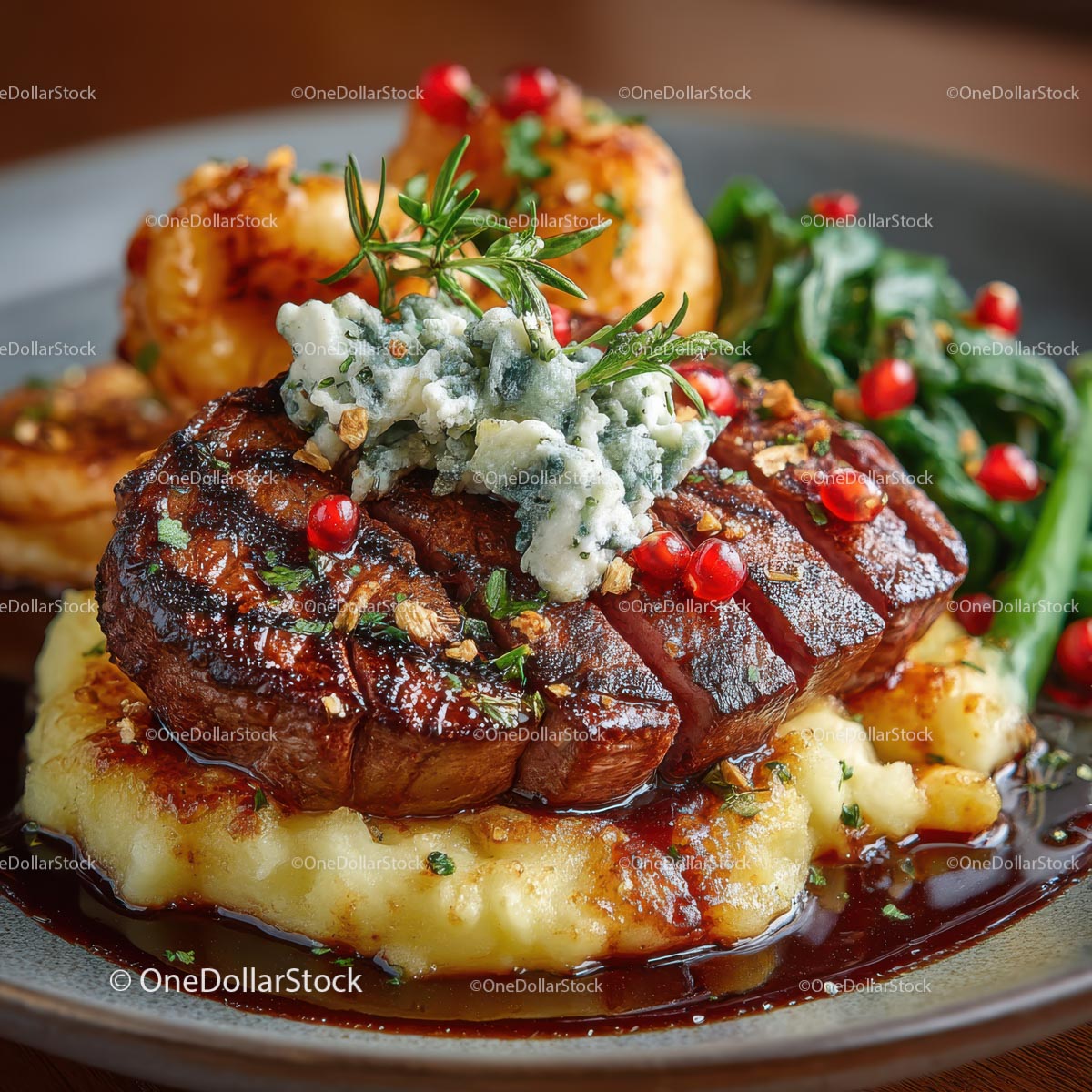 Gourmet Steak with Blue Cheese and Rosemary