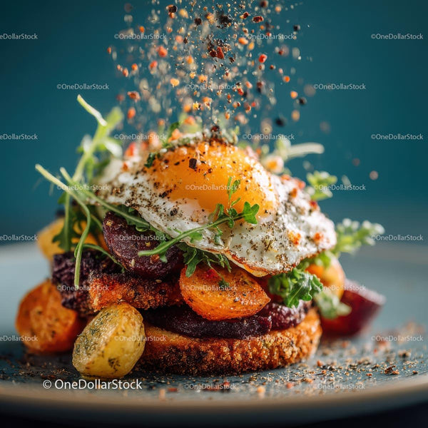 Gourmet Breakfast with Sunny-Side Up Egg and Fresh Herbs